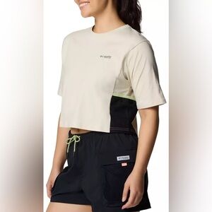 NWT Columbia PFG Open Water Short Sleeve T-Shirt | Stone/Black | Size S